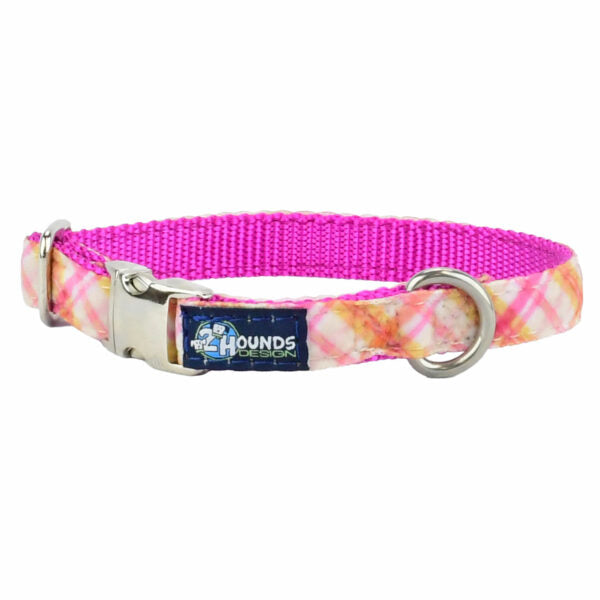 Pink Plaid Velvet Essential Dog Collar-Pet Collars & Leashes-BIG FRENCHIES-2 Hounds Design