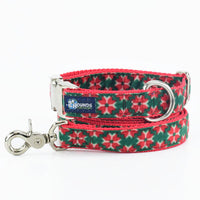 Poinsettia Holiday Velvet Essential Dog Collar (1″ Only)