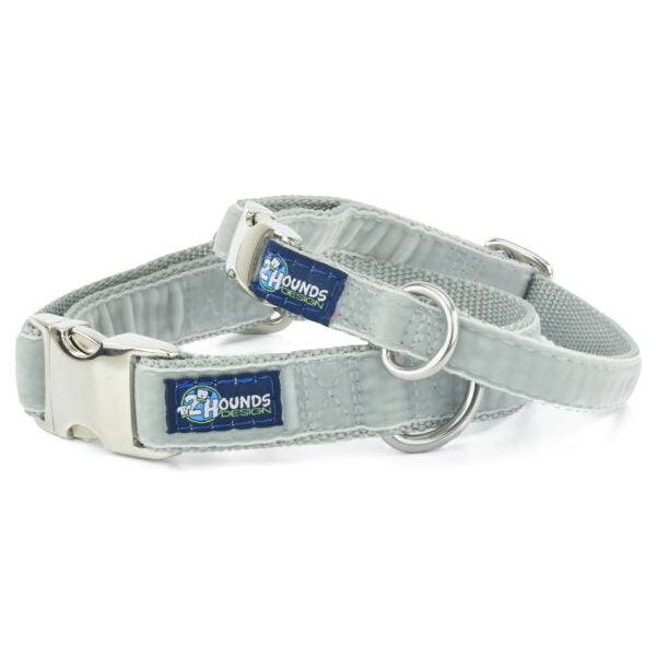 Silver Velvet Essential Dog Collar-Pet Collars & Leashes-BIG FRENCHIES-2 Hounds Design