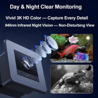 2K HD Aquarium & Terrarium Camera w/ Night Vision, Audio & 32GB Card - BIG FRENCHIES