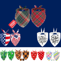 2PCS Christmas Dog Bandanas – Red and Green Plaid with Tassels - BIG FRENCHIES