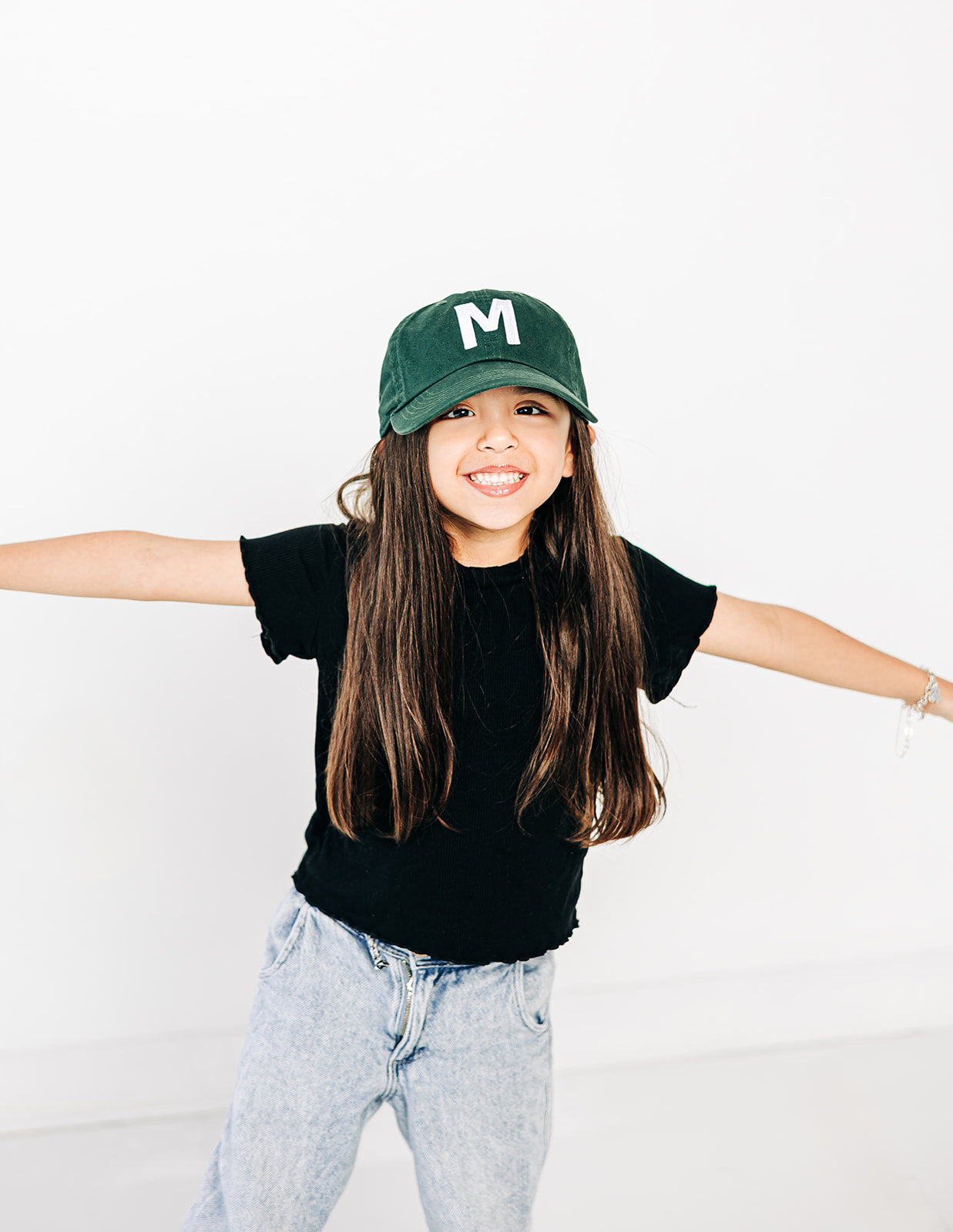 Hunter Green Letter Baseball Hat - BIG FRENCHIES