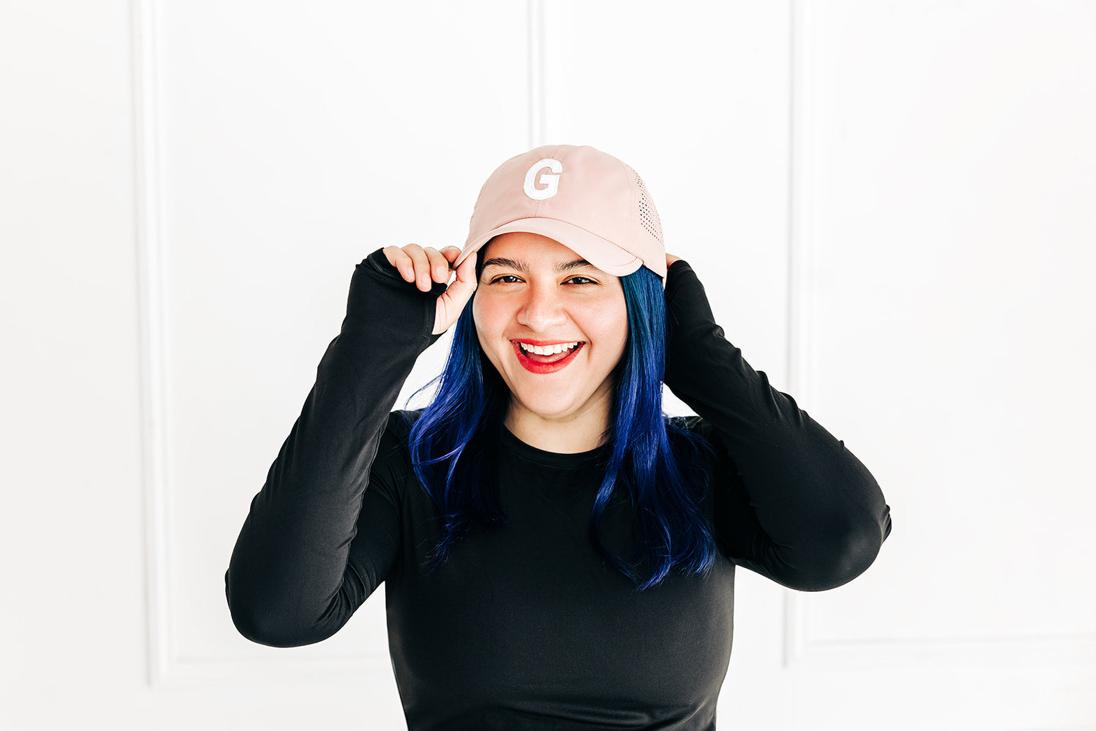 Dusty Rose Letter Athletic Hat - BIG FRENCHIES