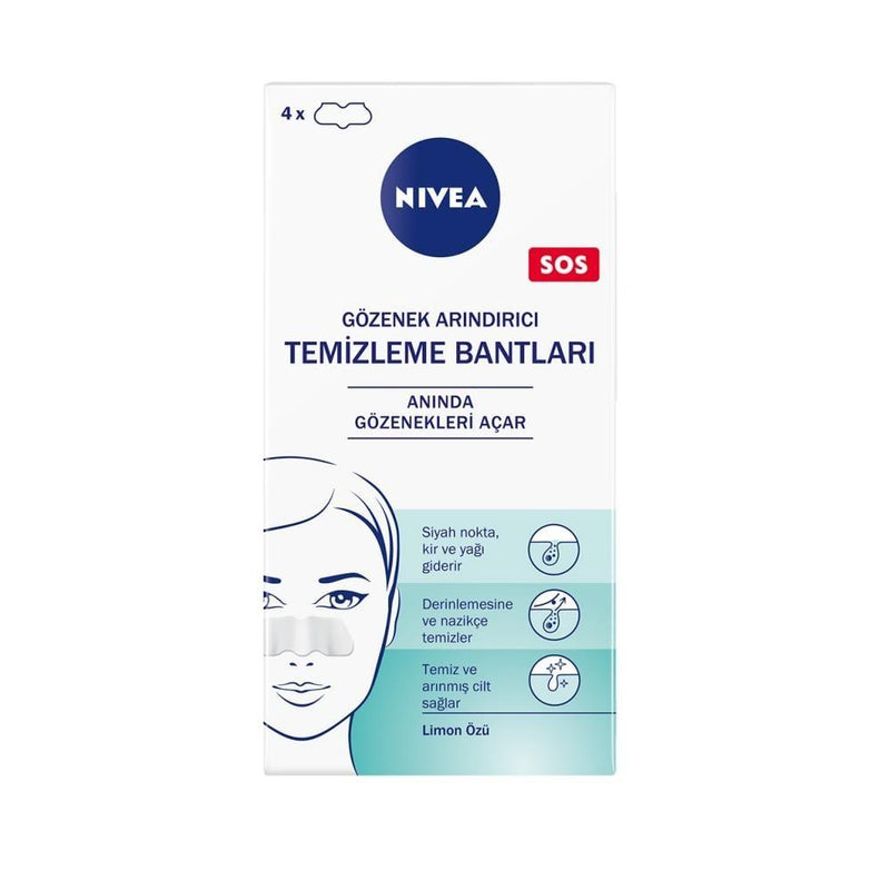 Nivea Pore Cleansing Strips - 4 Count | Deep Cleansing Face Strips for Blackhead Removal & Acne Prone Skin Care-Acne Treatment-BIG FRENCHIES-Beauty Care Bag