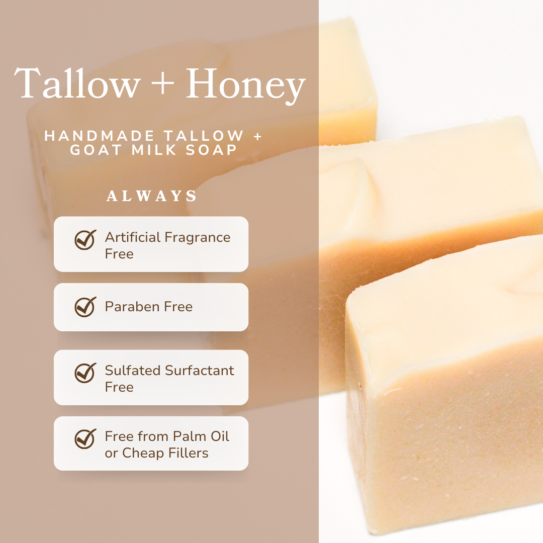 Pure Tallow + Honey Fragrance Free Handmade Tallow and Goat Milk Soap Bar - BIG FRENCHIES
