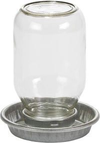 Mason Jar Baby Chick Feeder & Waterer Set - Galvanized Base with Glass Jar Bundle