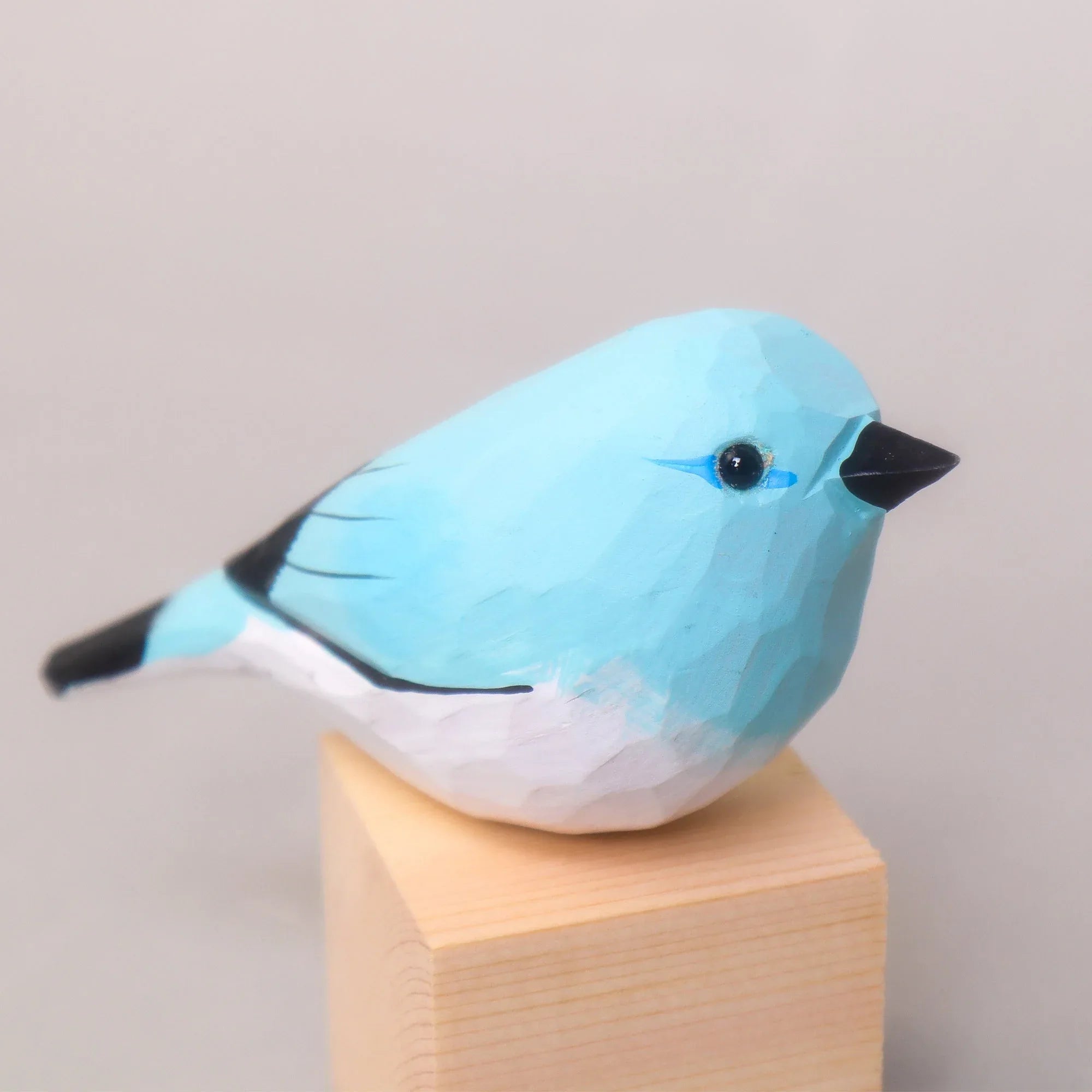 Hand-Carved Wooden Bird Figurine – Blue - BIG FRENCHIES