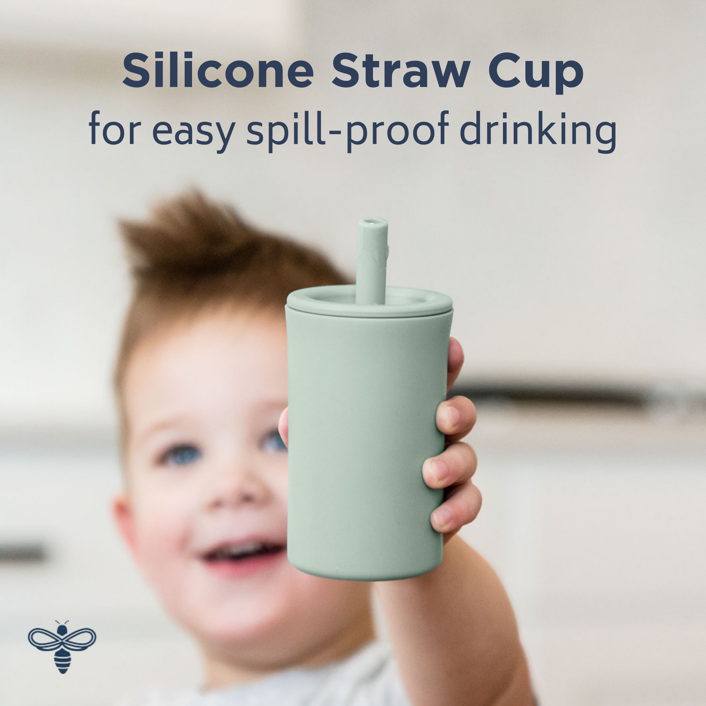 Duck Egg Blue Silicone Straw Cup