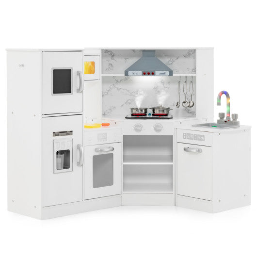 Kids Corner Pretend Kitchen Playset with Separated Washing Basin-White - BIG FRENCHIES