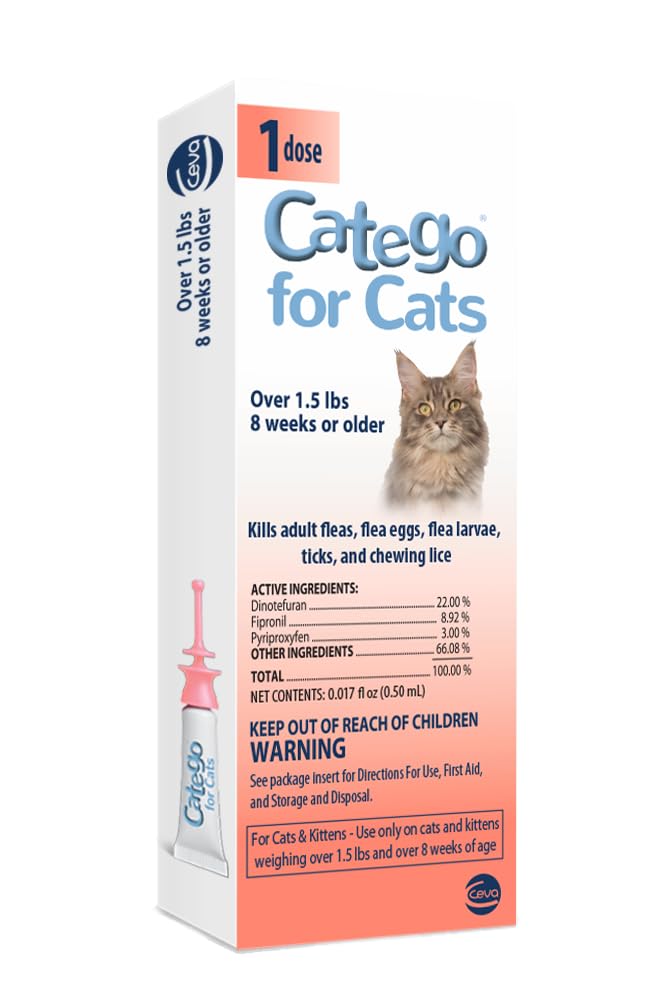 Kitten Cat Catego Flea & Tick Spot Treatment Cats 1.5+ Lb Single Dose 1 Month