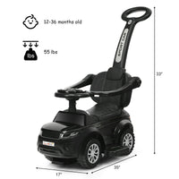 3 In 1 Ride on Push Car Toddler Stroller Sliding Car with Music-Blue