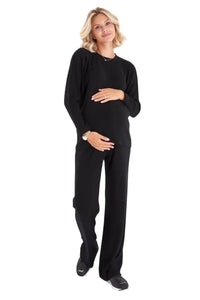 Effortless Elegance Set with Rib Side Zip Long Sleeve Maternity/Nursing Top & Lounge Pants - BIG FRENCHIES