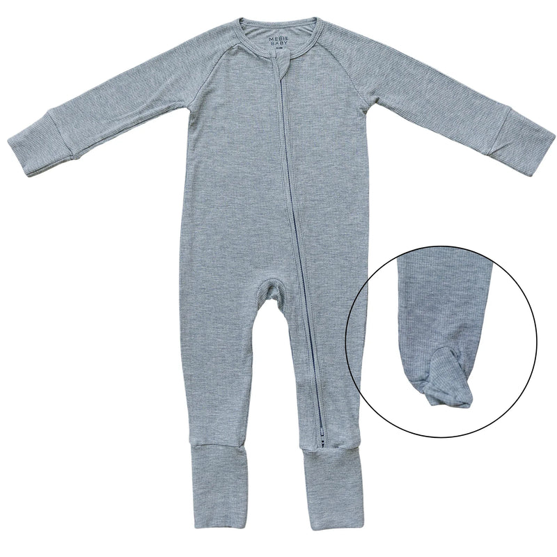 Heather Grey Ribbed Bamboo Zipper - BIG FRENCHIES