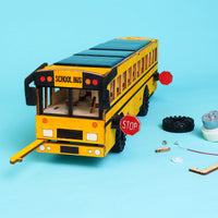 Dual Power School Bus STEM Kit – Build, Paint & Personalize | Battery + Solar Powered - BIG FRENCHIES