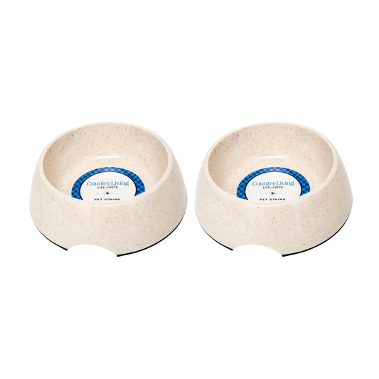 Country Living Set of 2 Natural Fiber Dog Bowls – White Swan - BIG FRENCHIES