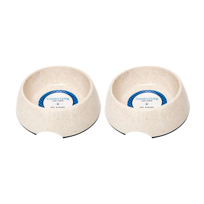 Country Living Set of 2 Natural Fiber Dog Bowls – White Swan - BIG FRENCHIES