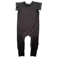 Black Bamboo Lyocell Zip Romper