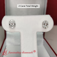 Classic Four Prong Oval Diamond Solitaire Stud Earrings (1.00 Ct - 10.00 Ct)