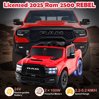 2 Seater 24V Ride on Toy for Big Kids Licensed Ram Truck with Remote and Music
