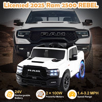 2 Seater 24V Ride on Toy for Big Kids Licensed Ram Truck with Remote and Music