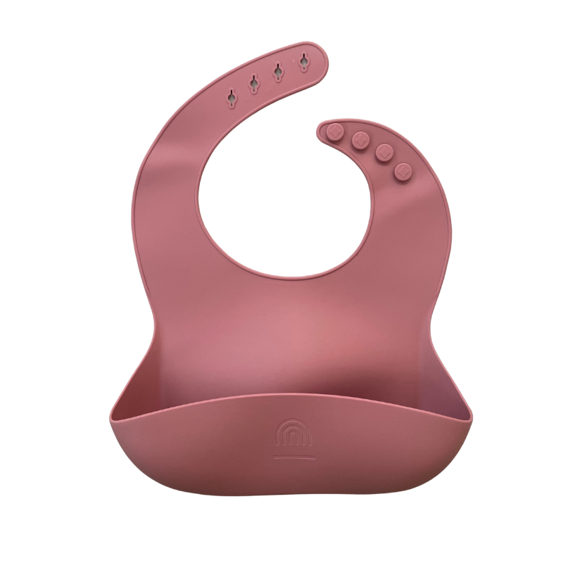 Classic Silicone Bucket Bib · Easy-to-clean · Rose Pink Color