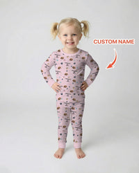 Custom Dogs Photo "Protected By" Bamboo Two Piece Long Sleeve Pajama Set