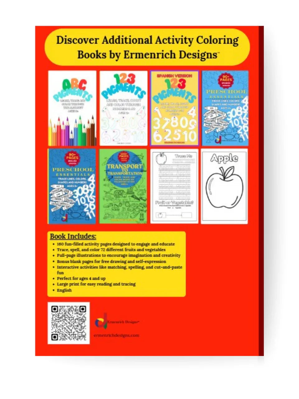 Fruit or Vegetable? Trace, Spell, and Color Various Fruits and Vegetables Activity Coloring Book - BIG FRENCHIES