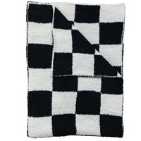 Black + White Checkered Plush Blanket - BIG FRENCHIES