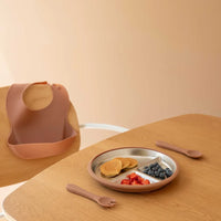 Stainless Steel Baby Feeding Set 6+ Months - Mocha Mousse - BIG FRENCHIES