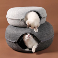 Felt Donut Cat Bed with Tunnel and Hideaway - BIG FRENCHIES