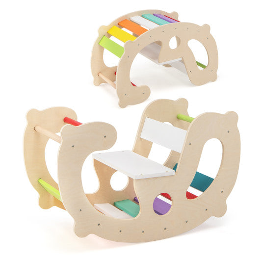 2-in-1 Rocking Horse Arch for Kids Montessori Climbing Toys with Arch Climber-Multicolor - BIG FRENCHIES