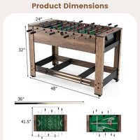2-in-1 Swivel Foosball and Pool Combo Game Table -Natural