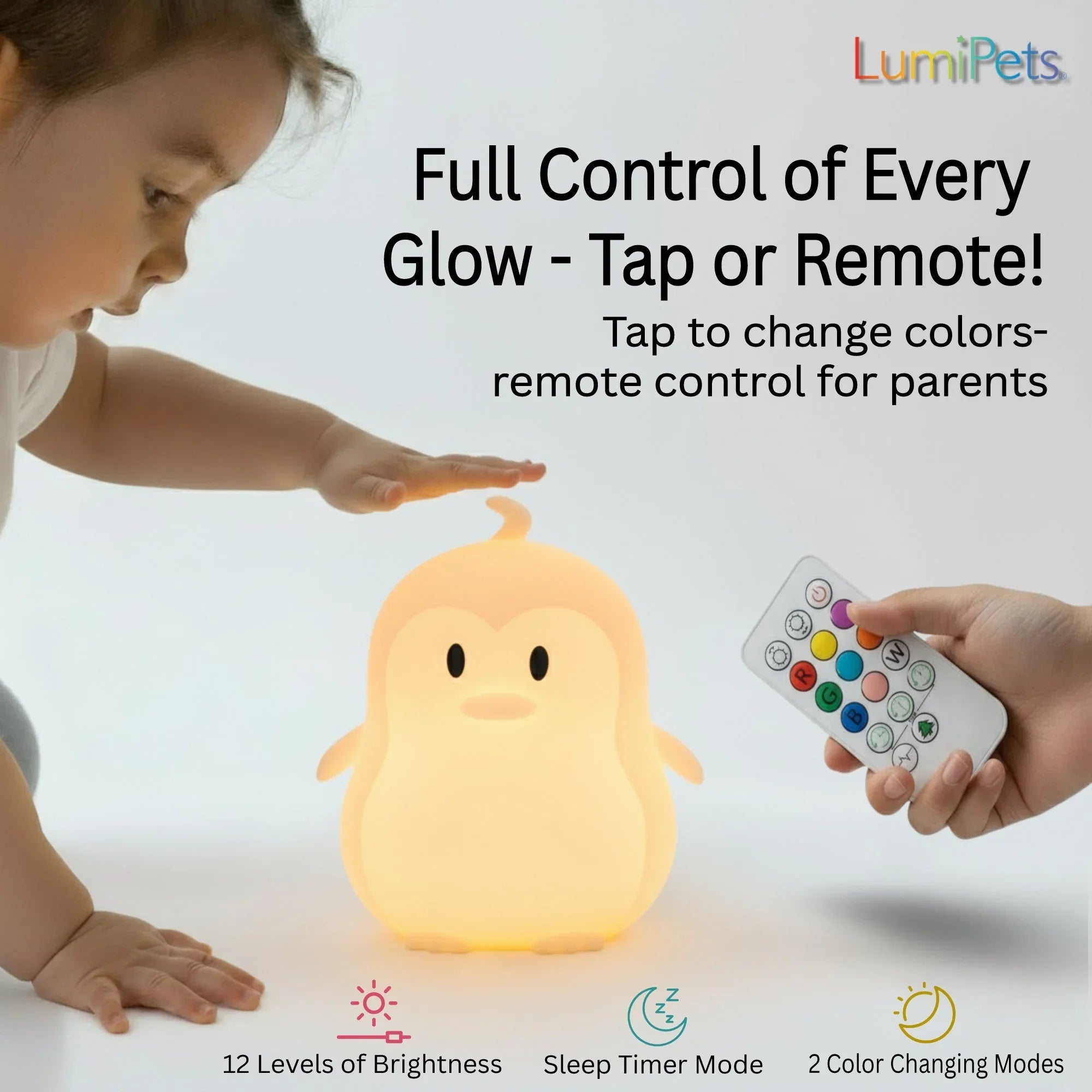 LumiPets® Pebbles the Penguin- Children's Touch Night Light - BIG FRENCHIES