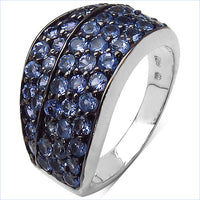 1.68 Carat Genuine Tanzanite .925 Sterling Silver Ring