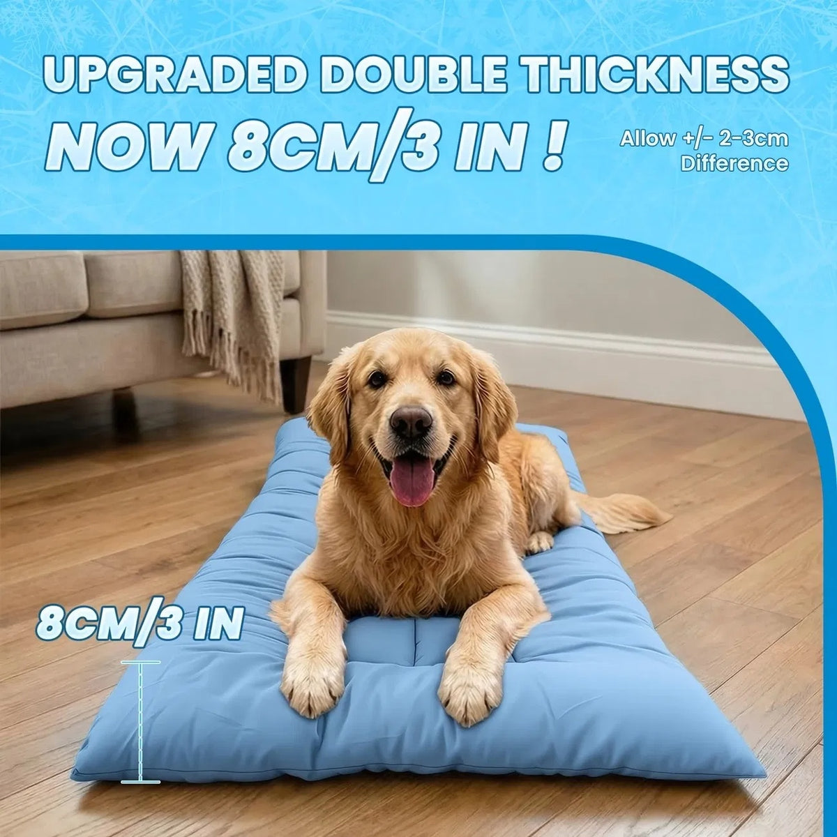 Extra-Large Cooling Dog Sofa Bed, Ultra-Soft Plush Pet Mat With 8 Compartments And Non-Slip Bottom, Thick Polyester Dog 
