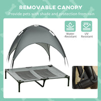 Elevated Dog Bed with Removable Canopy, Outdoor Dog Cot with UV Protection Canopy Shade, 36 inch Large Pet Bed for Campi