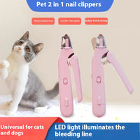 2 In 1 Pet Nail Clippers With Led Light Dog Cat Special Blood Line Scissors Multifunction Animals Paw Nail Trimmer Pet S