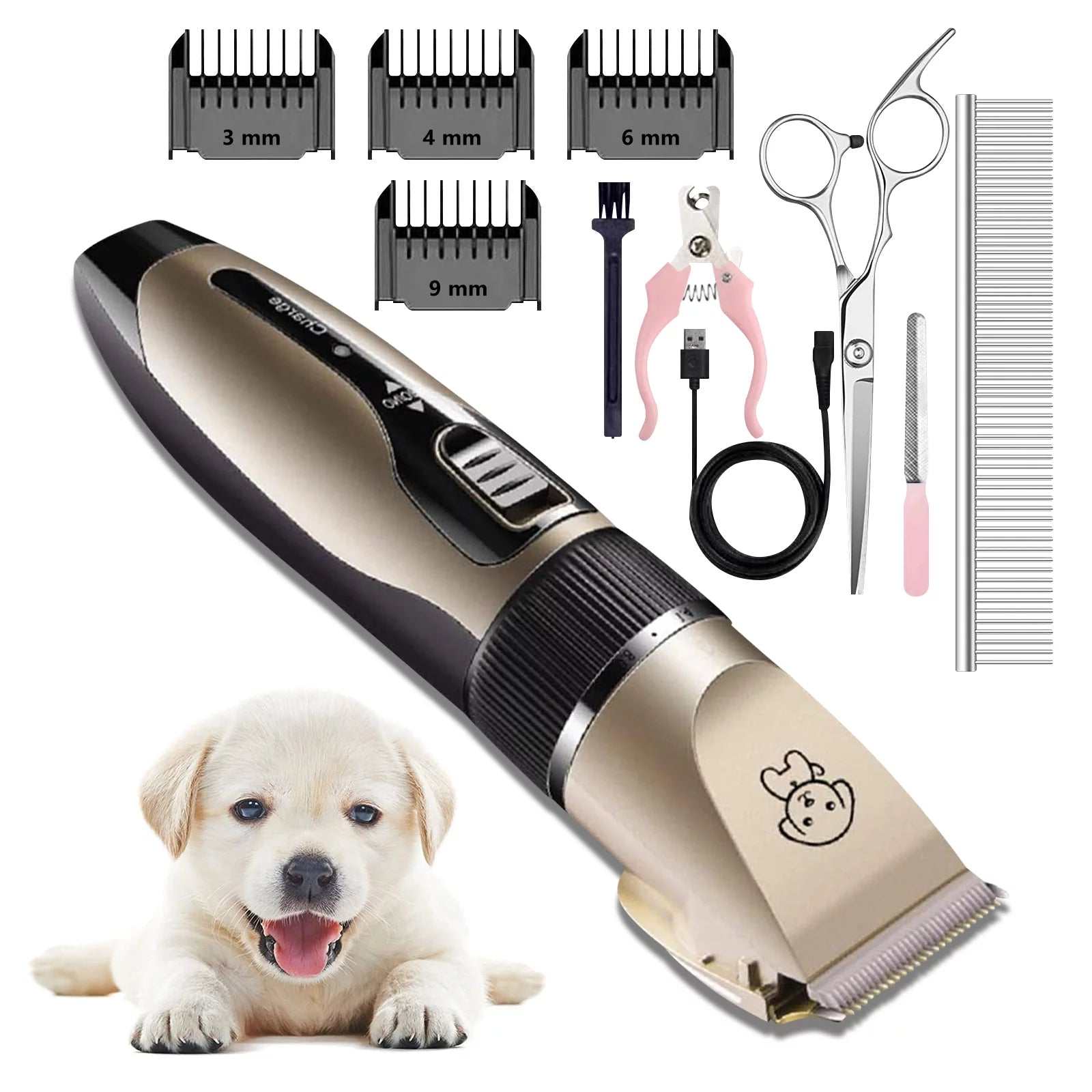 Rechargeable Dog Clippers, Low Noise Pet Shaver Dog Grooming Kit Cordless Professional Dog Hair Trimmer with Comb Scissors for Dogs Cats & Others - BIG FRENCHIES