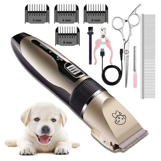 Rechargeable Dog Clippers, Low Noise Pet Shaver Dog Grooming Kit Cordless Professional Dog Hair Trimmer with Comb Scissors for Dogs Cats & Others - BIG FRENCHIES