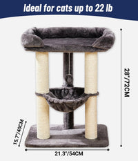 28-Inch Cat Tree for Large Cats | Window Perch, Hammock & Scratching Post