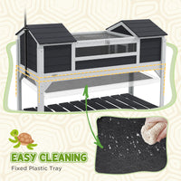 Tortoise Enclosure Tortoise House with Adjustable Lamp Holder Storage Shelf, Dual Main Houses, Openable Lid, Gray