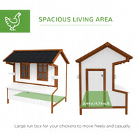 47Chicken Coop, Wooden Chicken House Raised Rabbit Hutch With Waterproof Roof, Nesting Box And Handles For 3-5 Hens, Pou