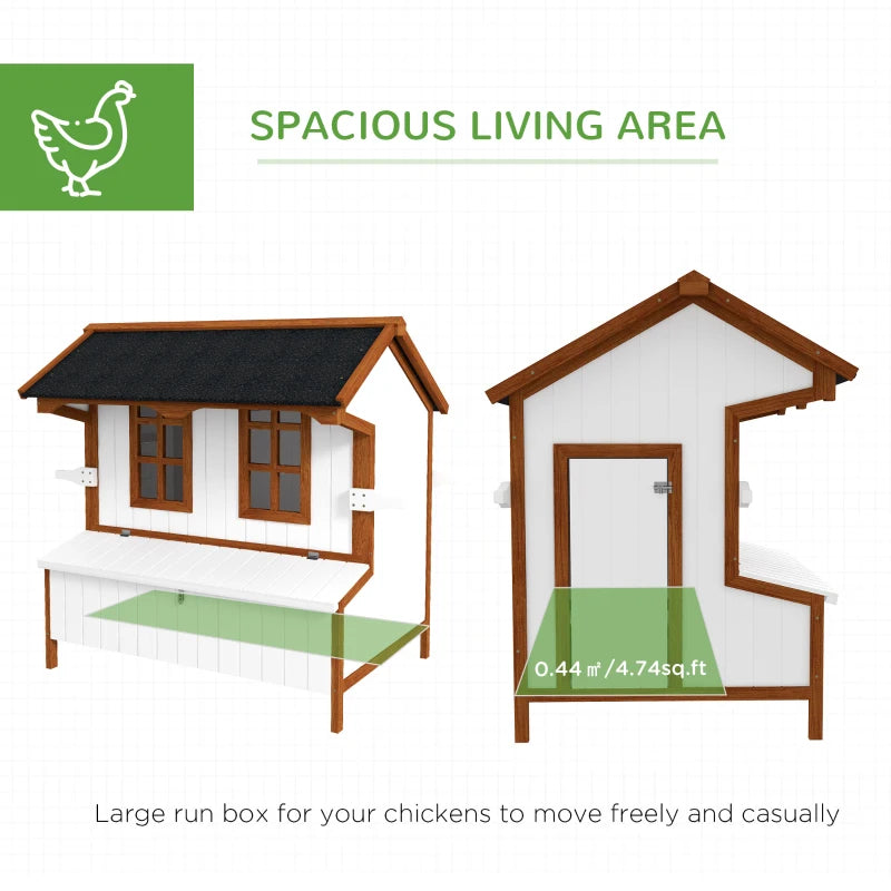 47Chicken Coop, Wooden Chicken House Raised Rabbit Hutch With Waterproof Roof, Nesting Box And Handles For 3-5 Hens, Pou