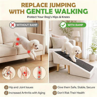 16in Dog Ramp Stairs Foldable Wooden Pet Ramp Ottoman for Couch Bed