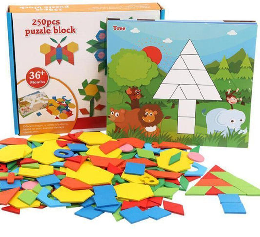 250pcs Wooden Geometric Clever Board Puzzle 3D Board Toy Baby Early Educational Learning Toys for Children Game (Multicolor) - BIG FRENCHIES