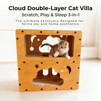 2 Styles Double Layer Cat Scratcher House Multifunctional Corrugated Paper Cat Nest Villa Large Space Cat Cave Bed With 