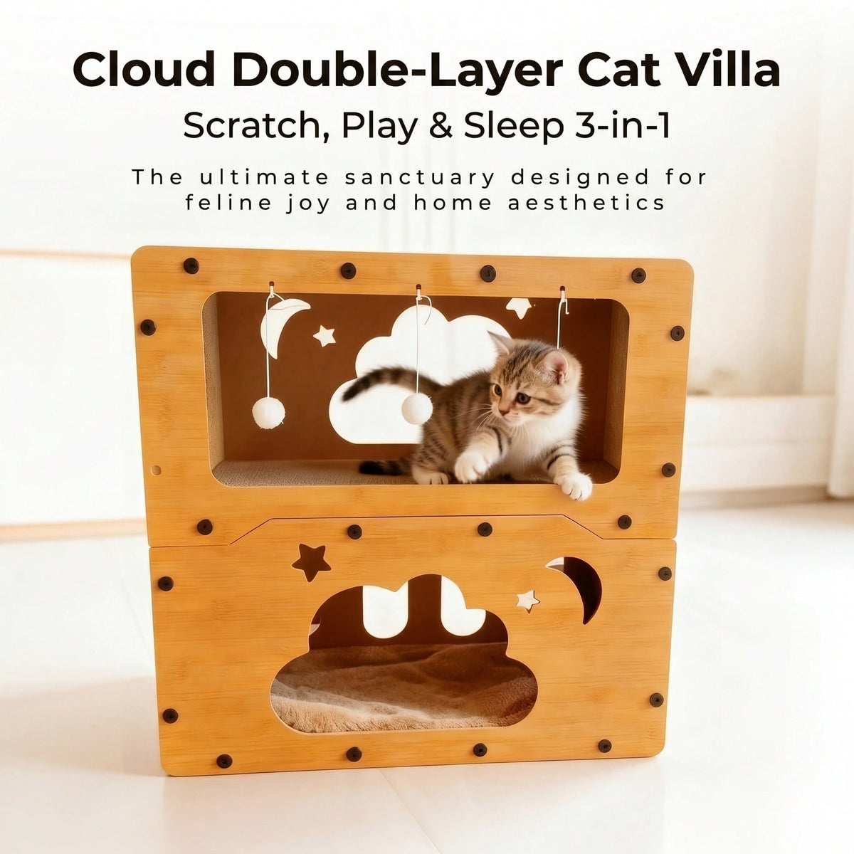 2 Styles Double Layer Cat Scratcher House Multifunctional Corrugated Paper Cat Nest Villa Large Space Cat Cave Bed With 