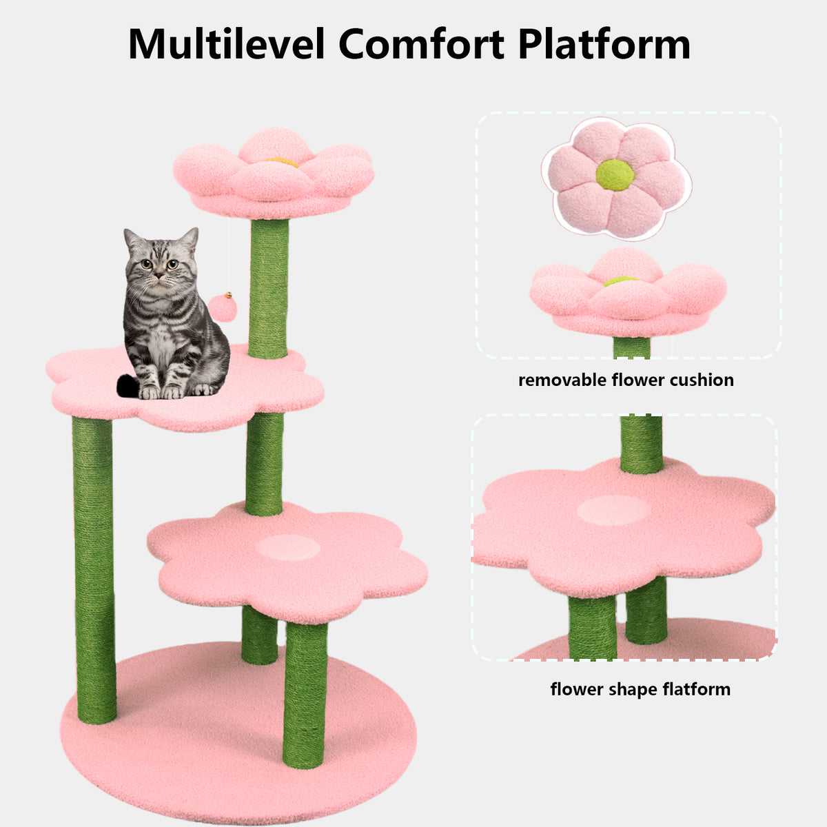 Cat Tree with Removable Cozy Perch & Scratching Posts Hanging & Toy Multi-Level Cat Furniture for Kittens/Cats to Climb,