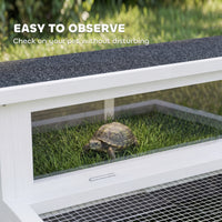 Tortoise Habitat Openable Top Wooden Tortoise Enclosure Run Area and Clear Window Dark Gray