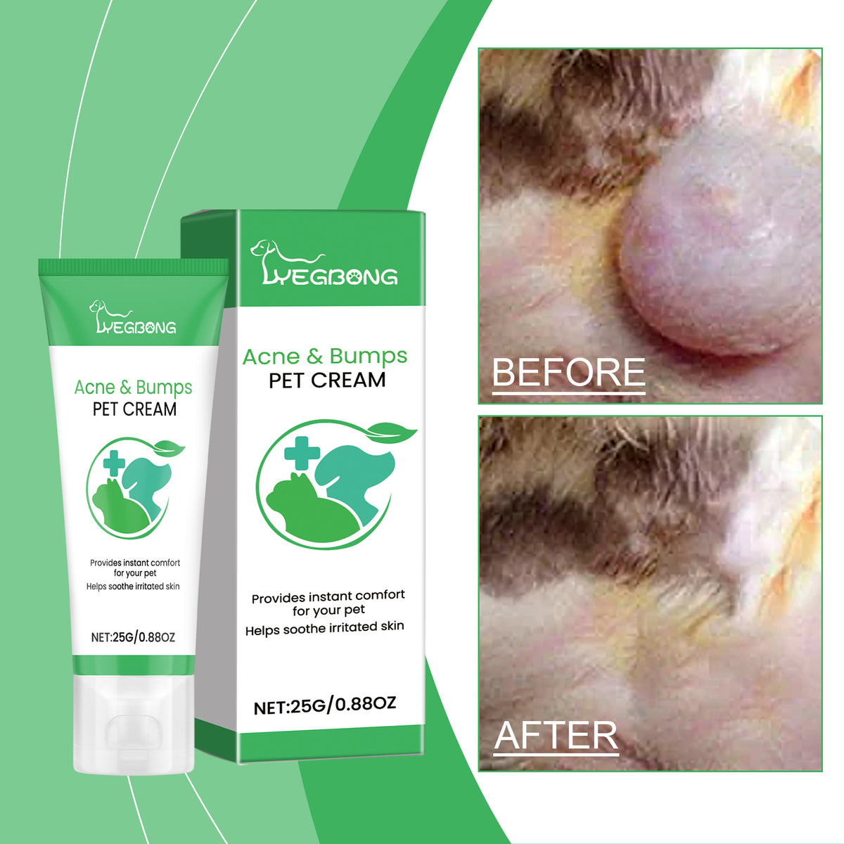 Pet Acne & Bumps Skin Cream, Soothing Skin For Dogs & Cats, Relief Redness Irritated Skin With Calendula & Ganoderma Ext